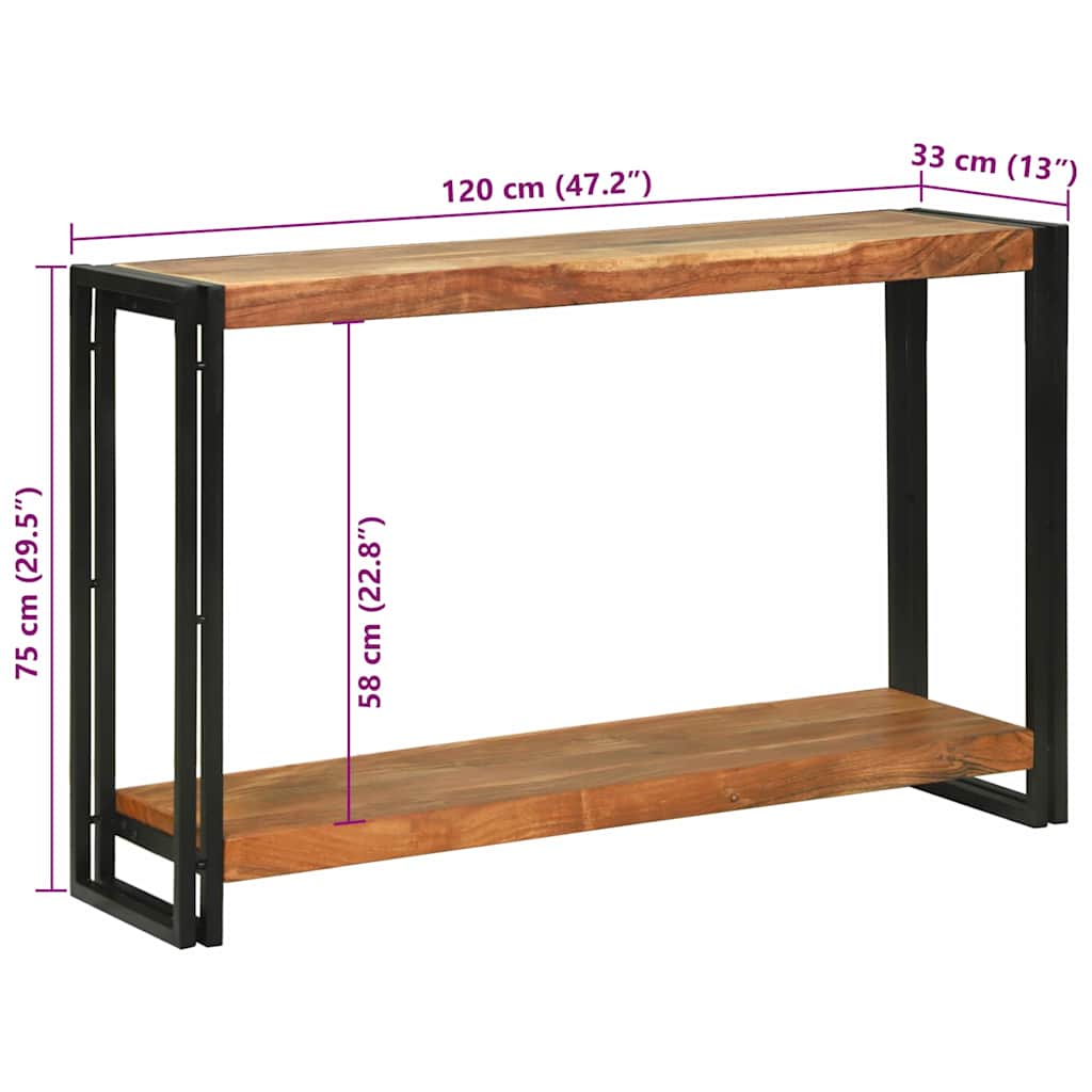 Konsolbord med hylla Brun 120 x 33 x 75 cm Massivt Akaciaträ
