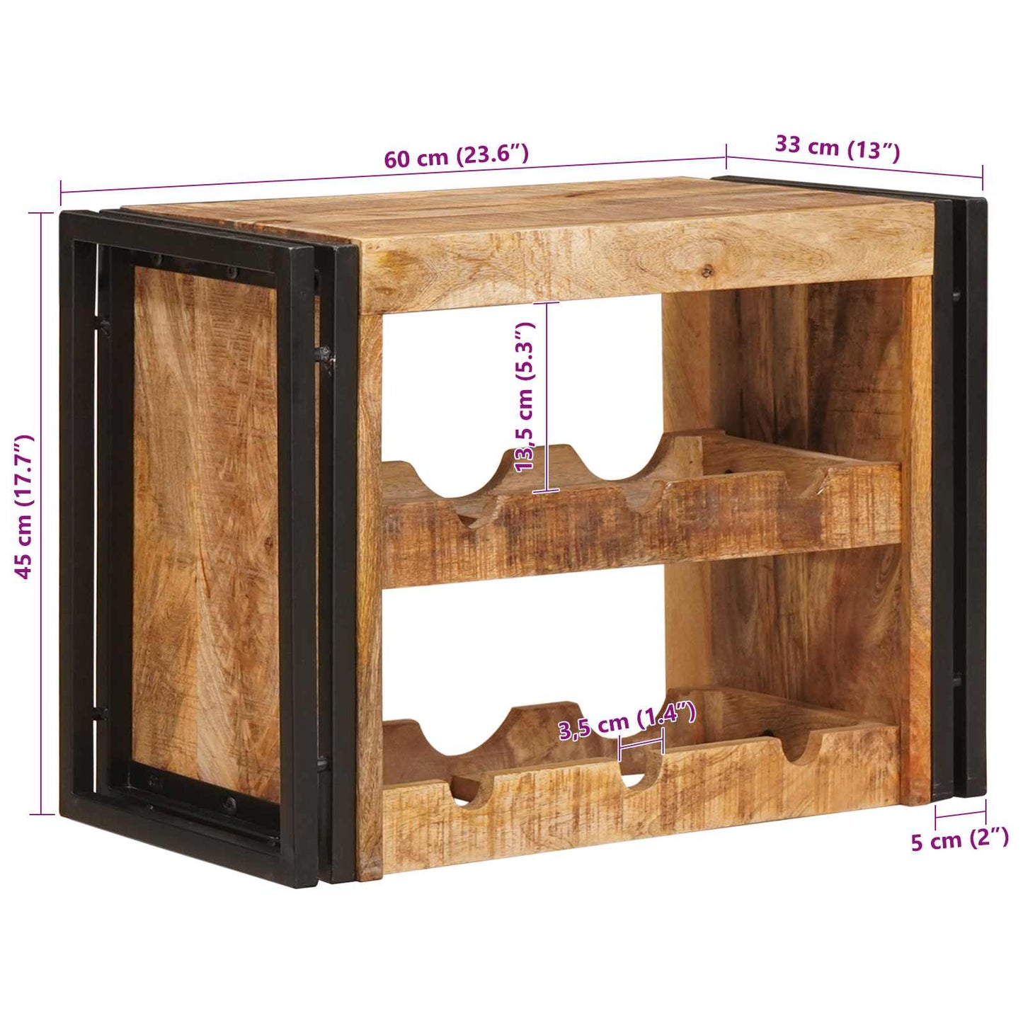 Vinställ Brun 60 x 45 x 33 cm Solid Grov Mangoträ