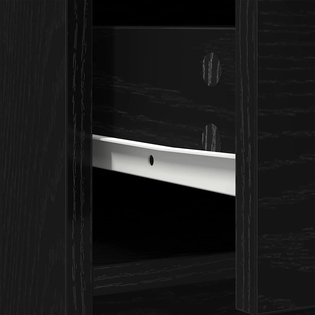 Skänk Vit med lådor och dörrar Svart Ek 70,5x34x74,5 cm