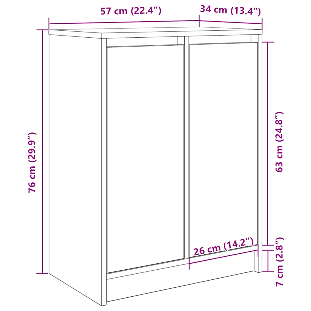 Skoställ Brun Ek Skoskåp 57x34x76 cm