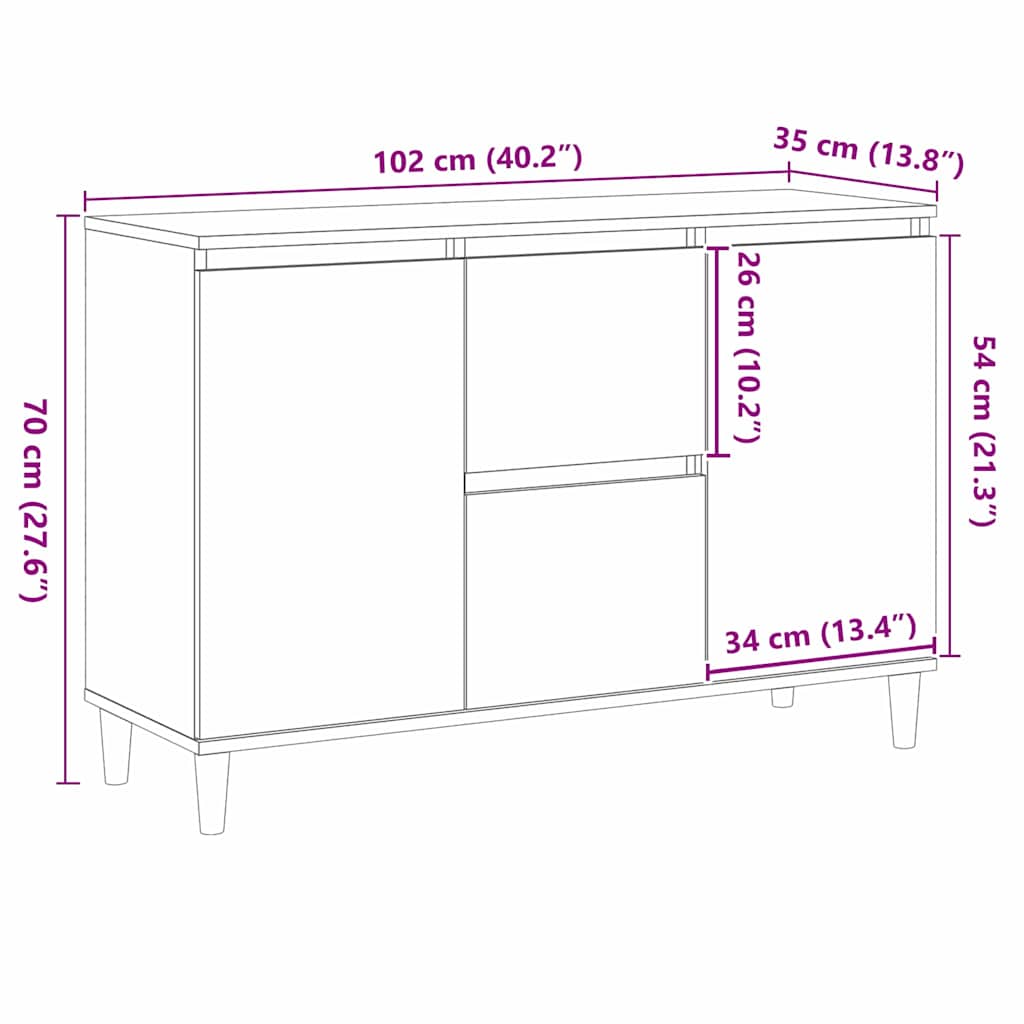 Skänk Svart med låda 102 x 35 x 60 cm