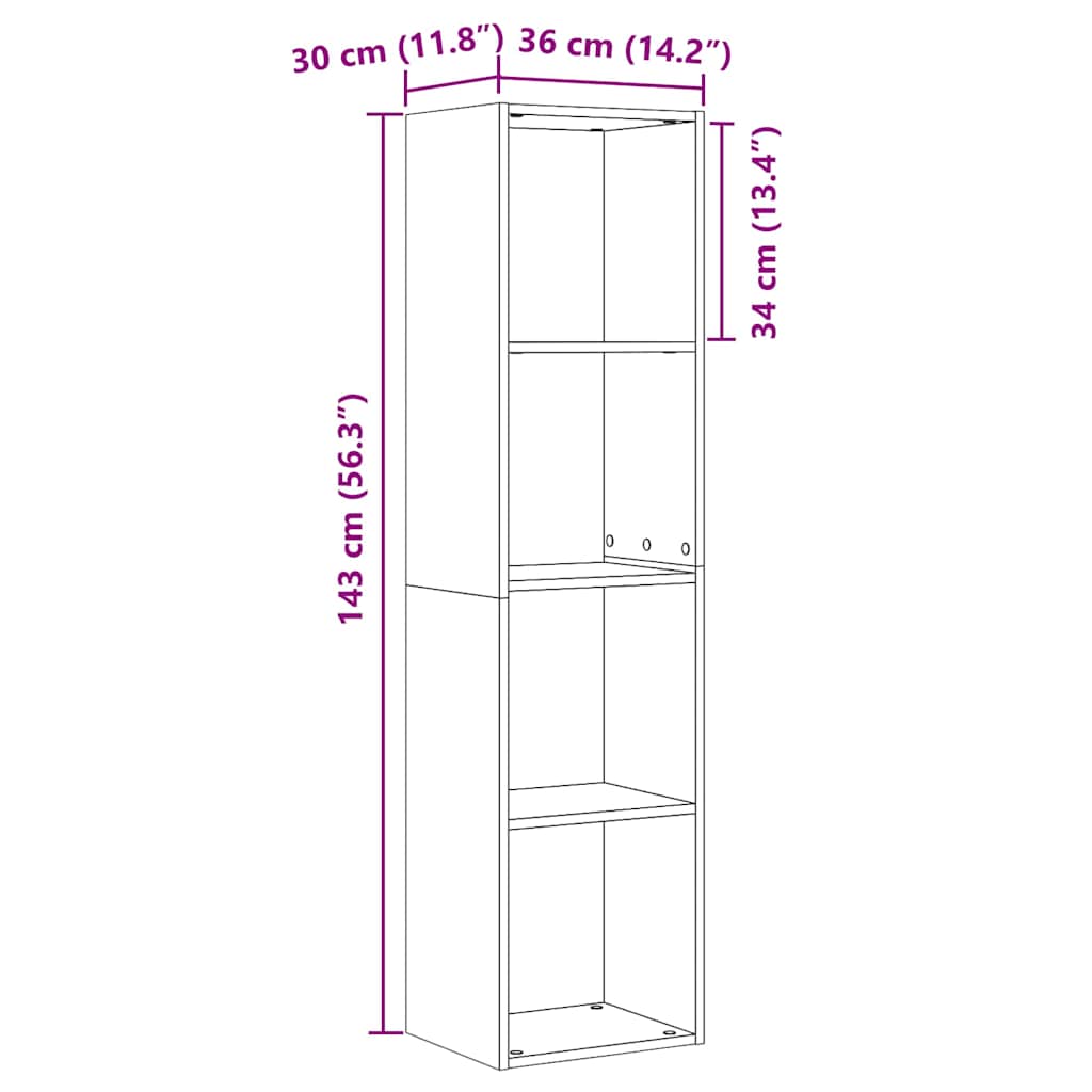 Bokhylla Svart Ek 143 x 30 x 36 cm