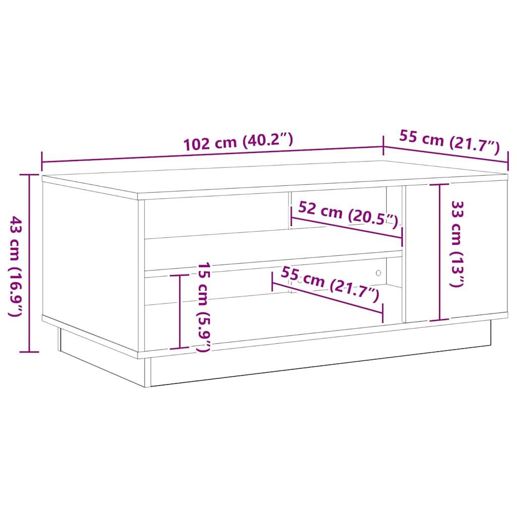Soffbord Svart Ek 102 x 55 x 43 cm