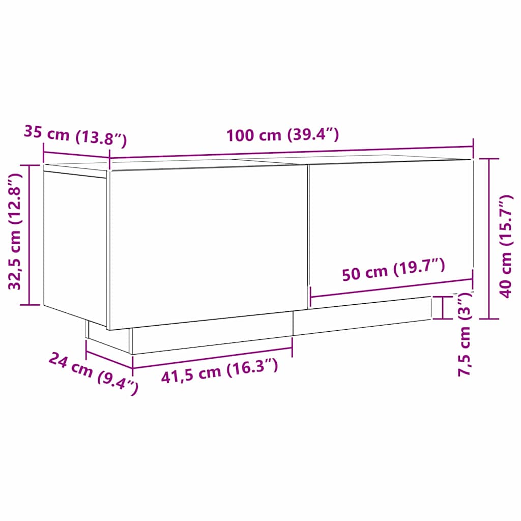 TV-Möbel Svart Ek TV-skåp 100 x 35 x 40 cm