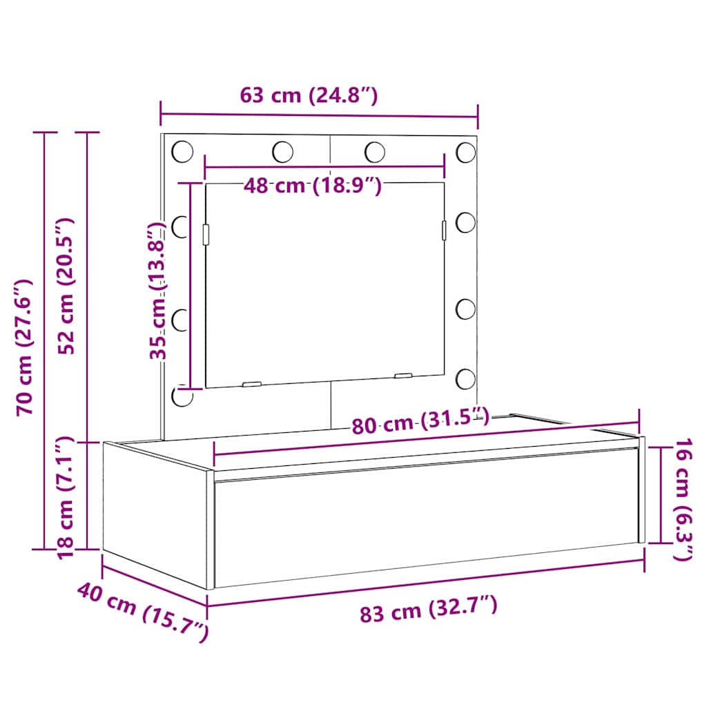 Sminkbord Brun 83 x 40 x 70 cm