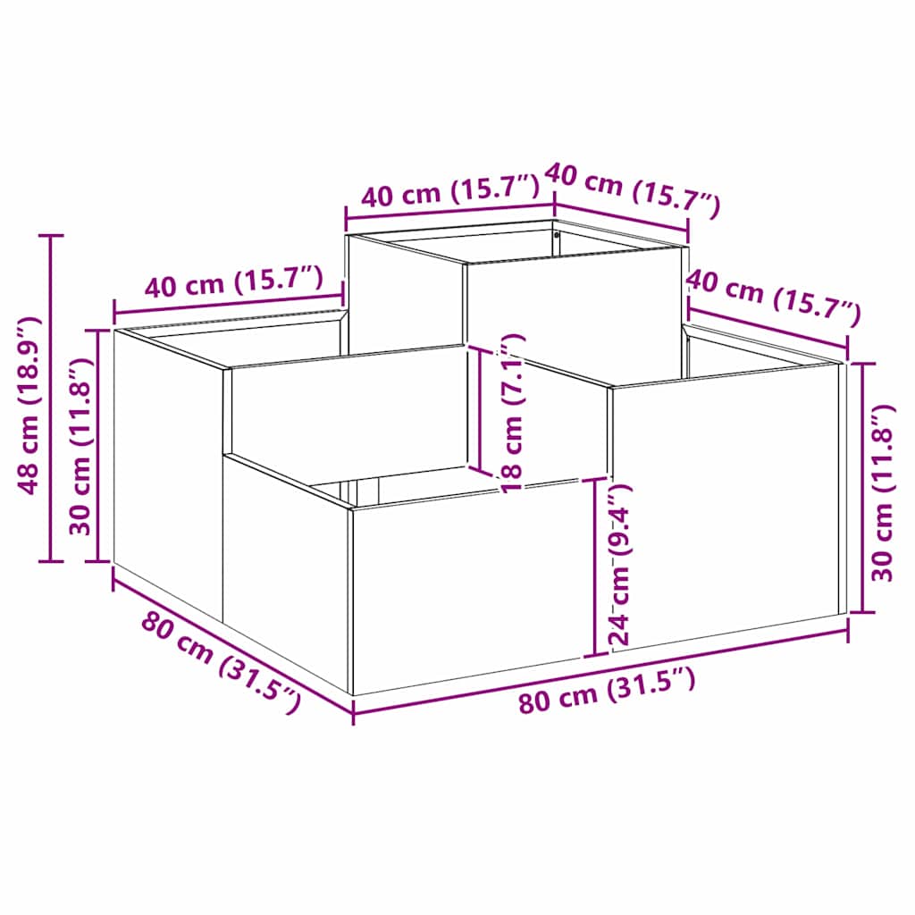 Utomhus Blomkruka Metall Vit 80 x 80 x 48 cm Stål