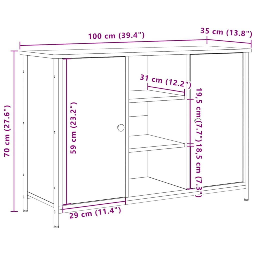 Skänk Åldrat Trä 100 x 35 x 70 cm