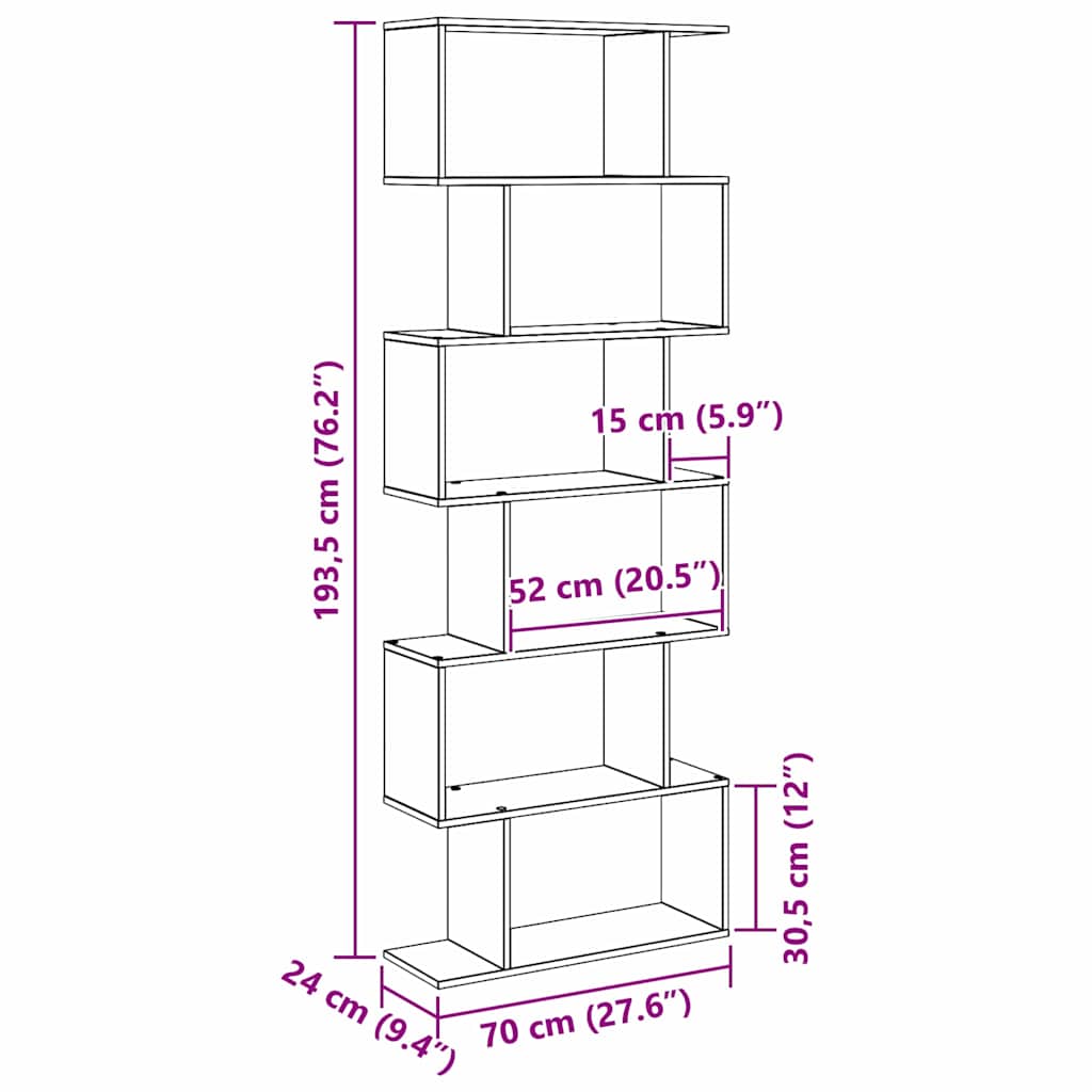 Bokhylla Svart 70 x 24 x 193.5 cm