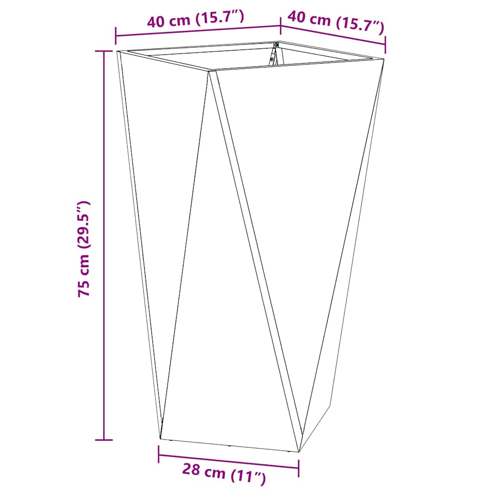 Utomhus Blomkruka Metall 2 pcs Antracit 40 x 40 x 75 cm Stål