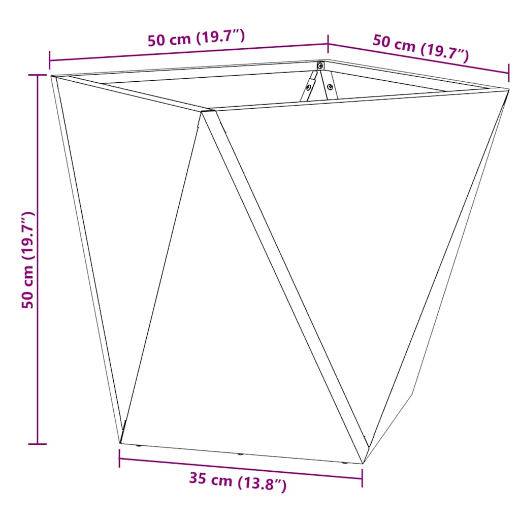 Utomhus Blomkruka Metall 2 pcs Svart 50 x 50 x 50 cm Stål