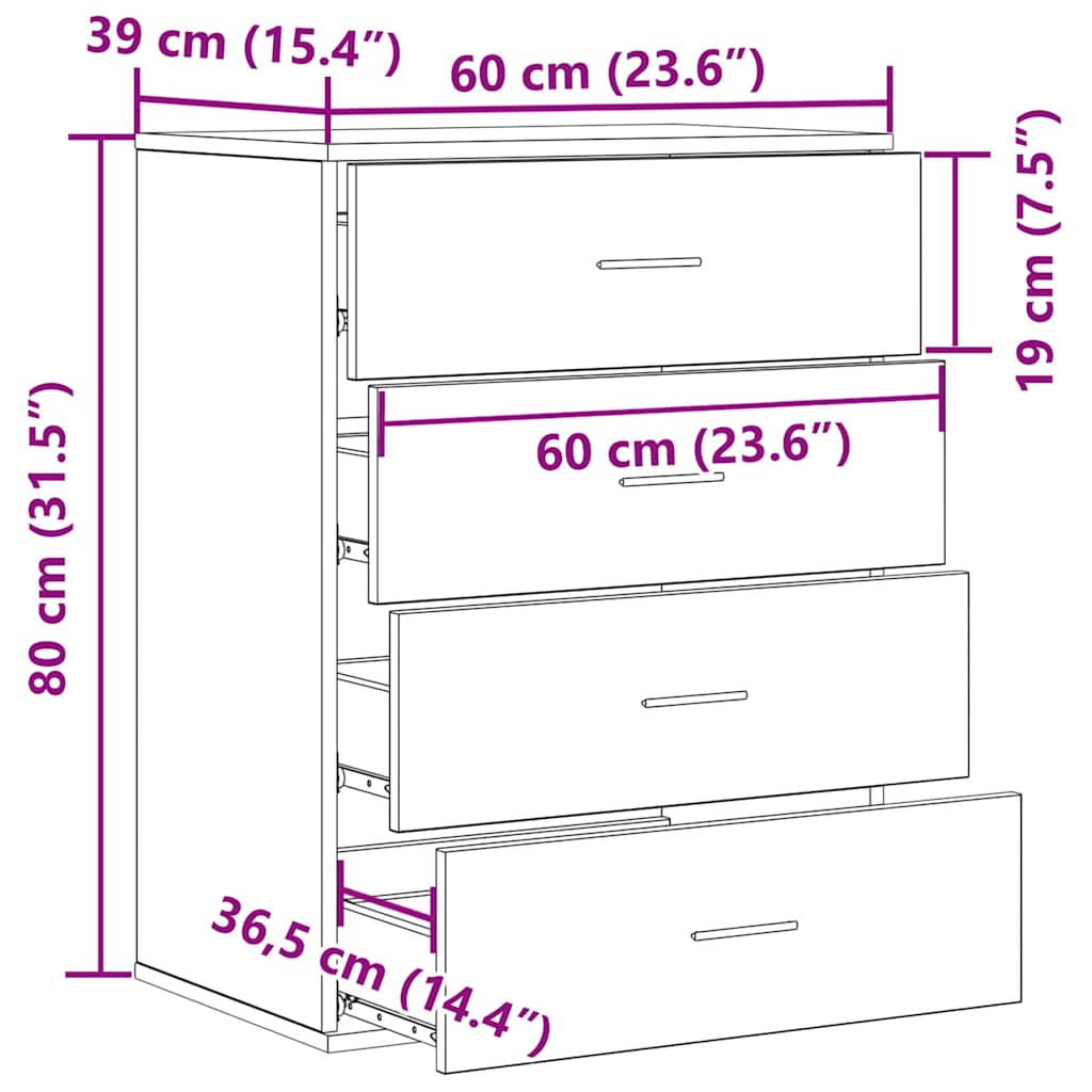Skänk Åldrat Trä med låda 60 x 39 x 80 cm