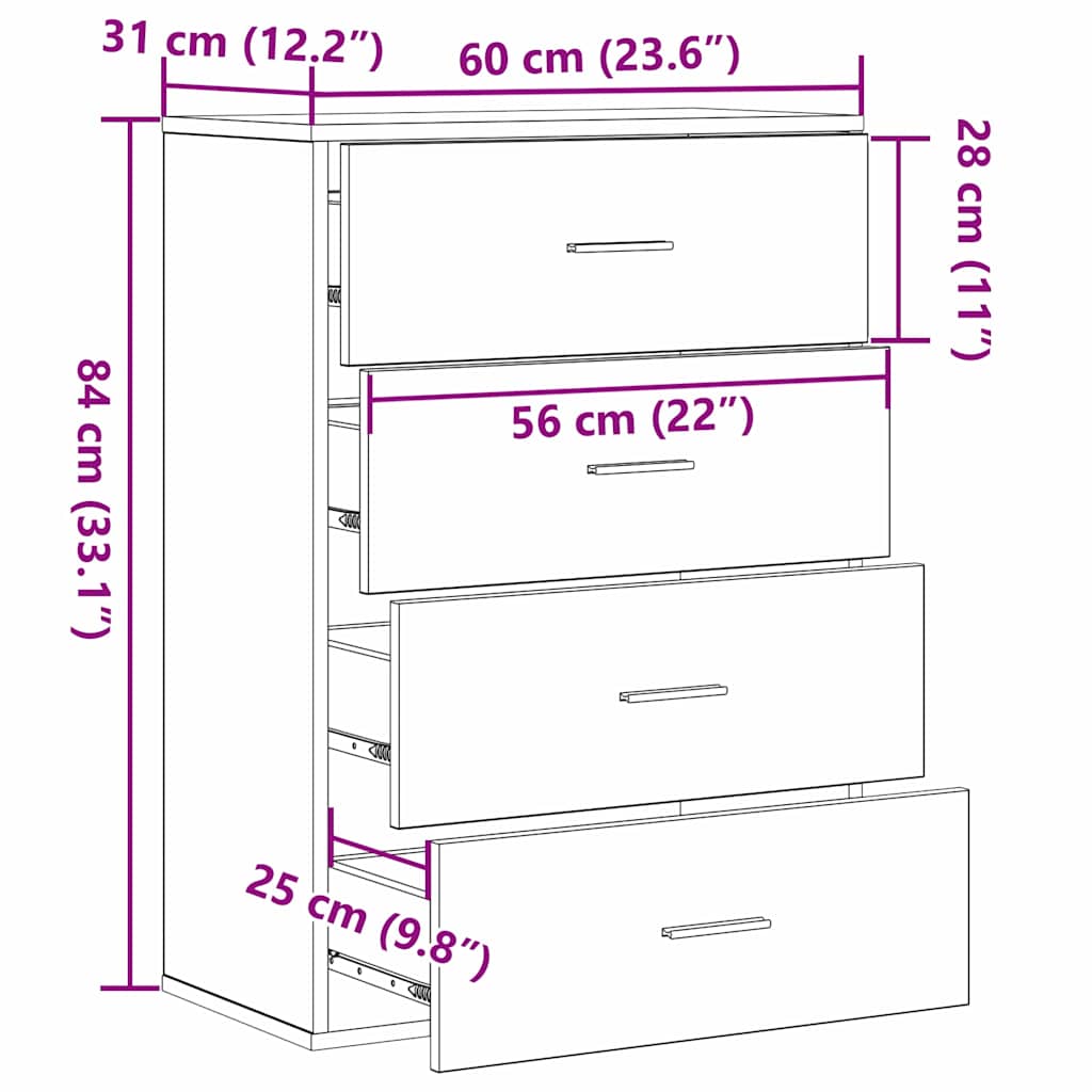 Skänk Åldrat Trä med låda 60 x 31 x 84 cm