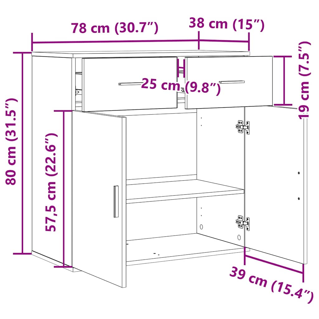 Skänk Åldrat Trä med låda 78 x 38 x 80 cm