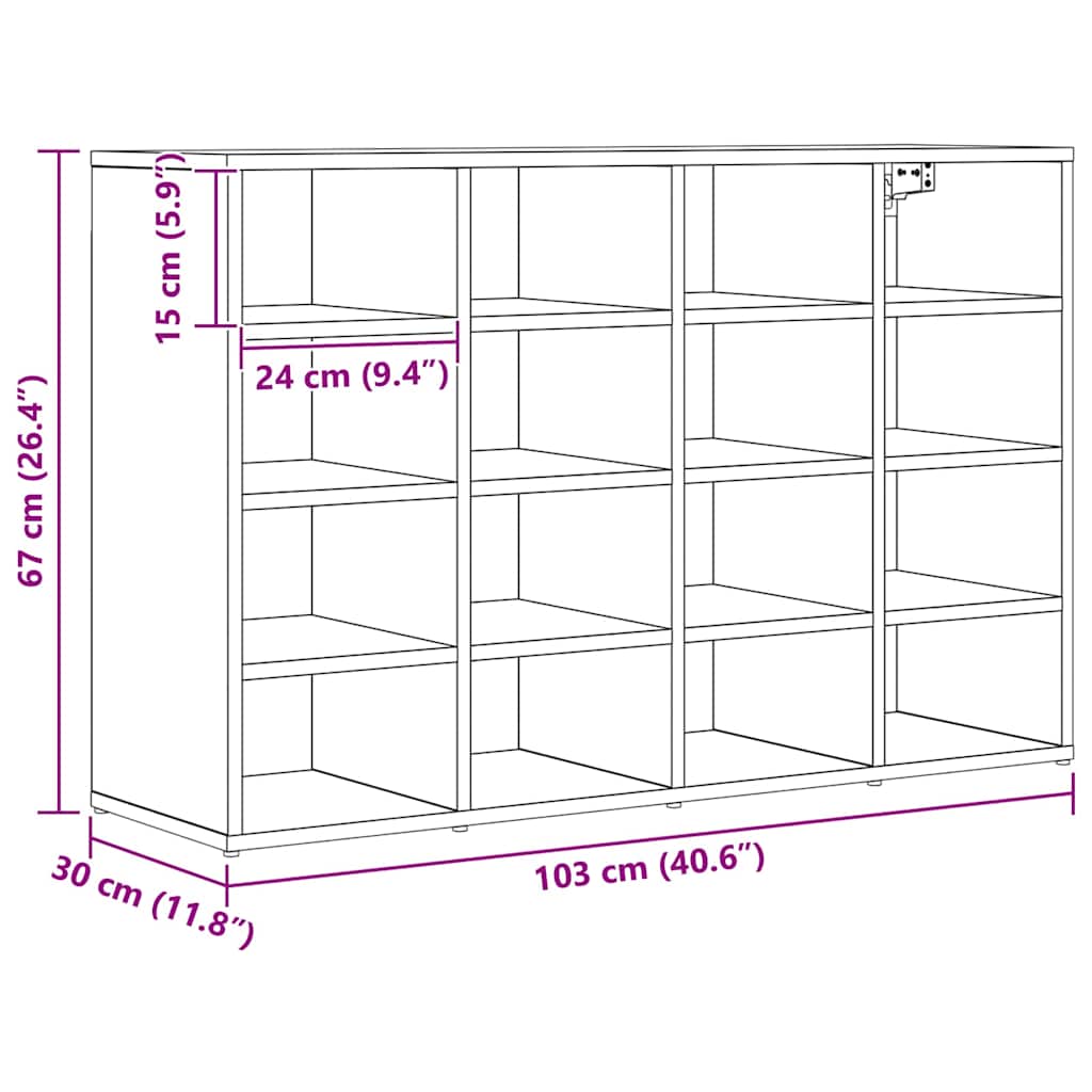 Skoställ Artisan Ek Skoskåp med hylla 103 x 30 x 67 cm