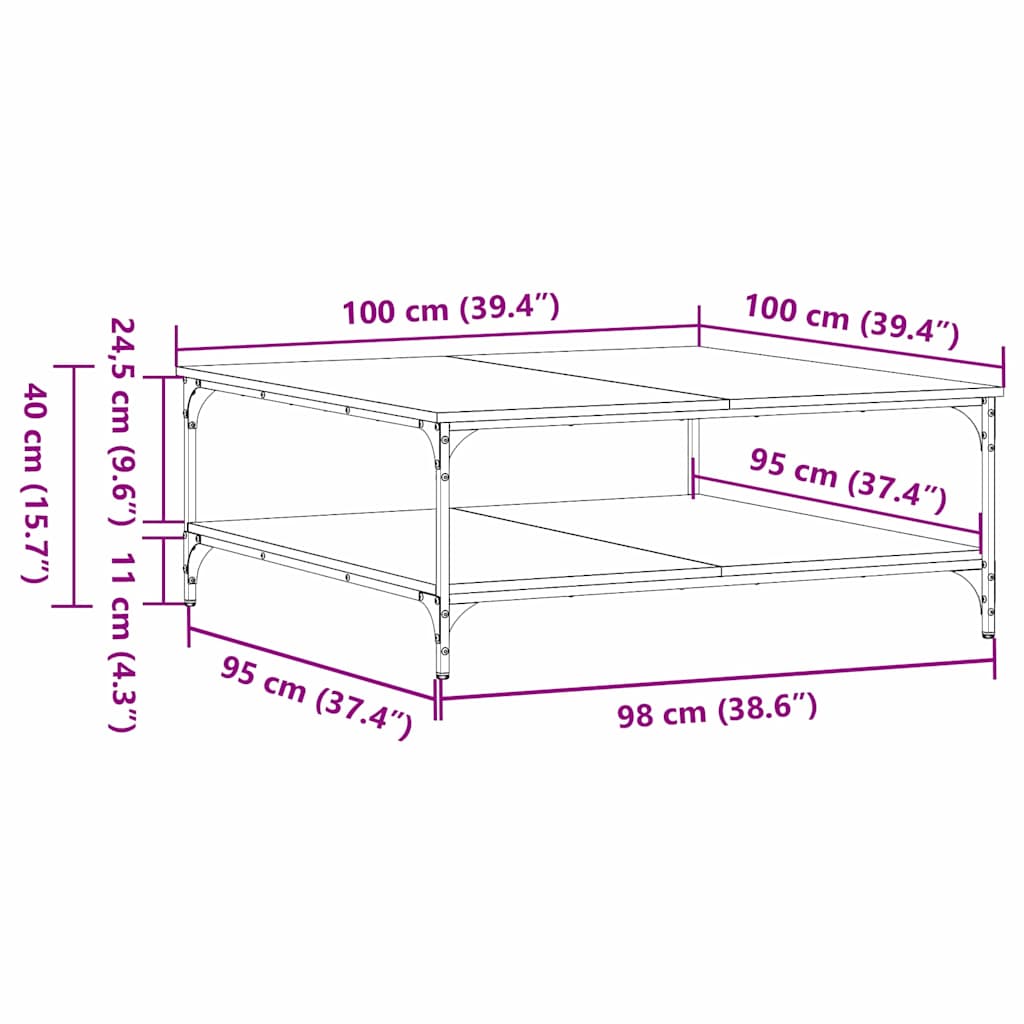 Soffbord Artisan Ek 100 x 100 x 40 cm