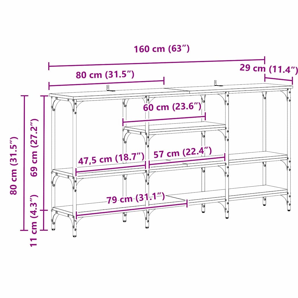 Avlastningsbord Konsollbord Artisan Ek 160 x 29 x 80 cm