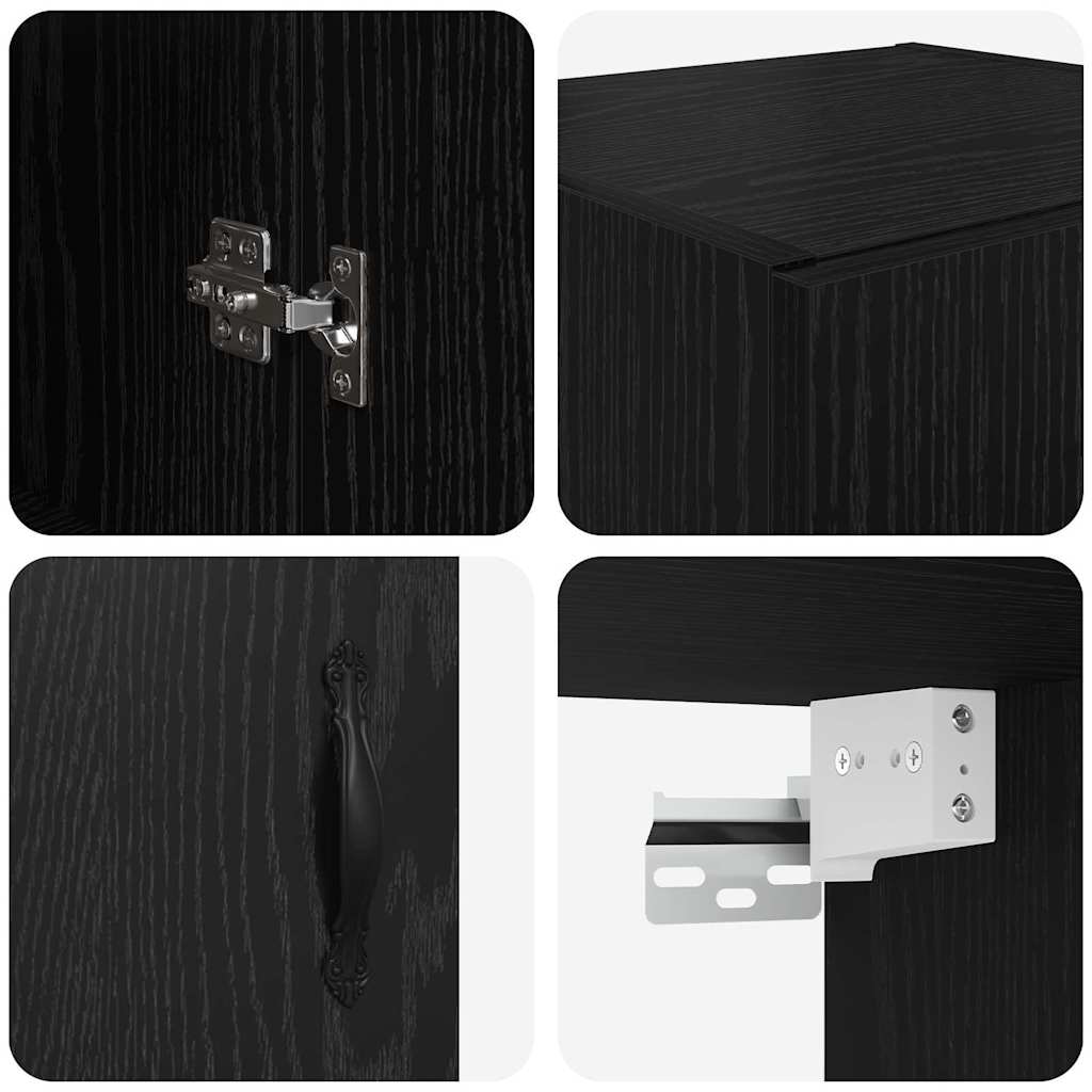 Skåp Vit och svart ek 69,5 x 34 x 180 cm Konstruerat trä