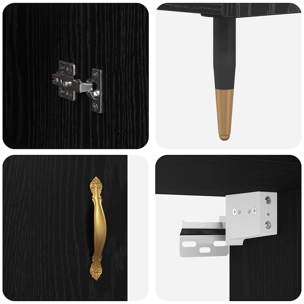 Skåp Svart Ek 69,5 x 34 x 180 cm Konstruerat trä