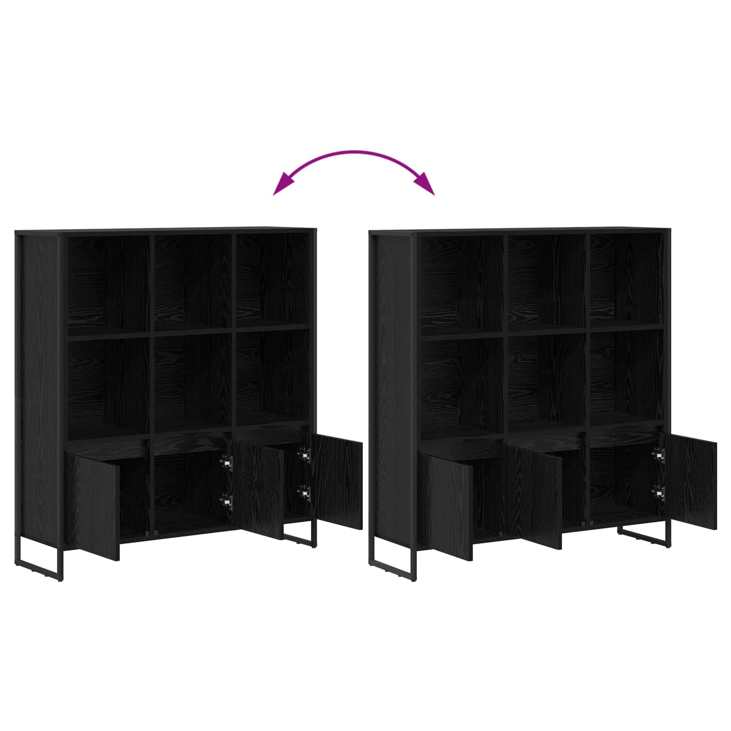 Bokskåp 2 pcs Svart Ek 99,5 x 30 x 108 cm Konstruerat trä
