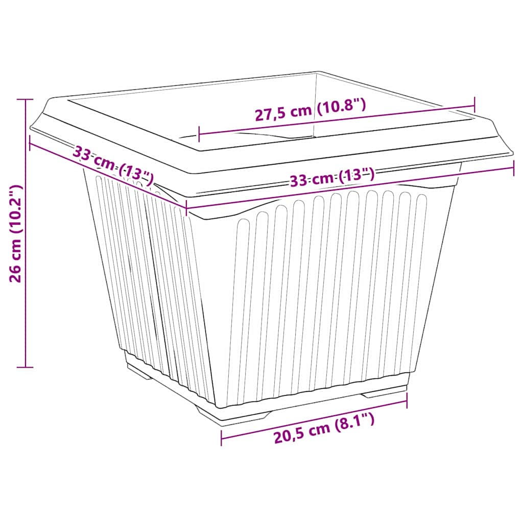 Växtkrukor 24 pcs Svart 33 x 33 x 26 cm Plast