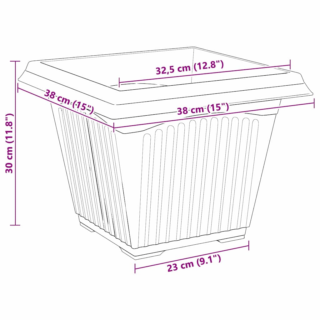 Växtkrukor 24 pcs Svart 38 x 38 x 30 cm Plast