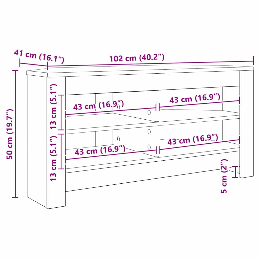 TV-Möbel Åldrat Trä HörnTVSkåp 102 x 40,5 x 45 cm