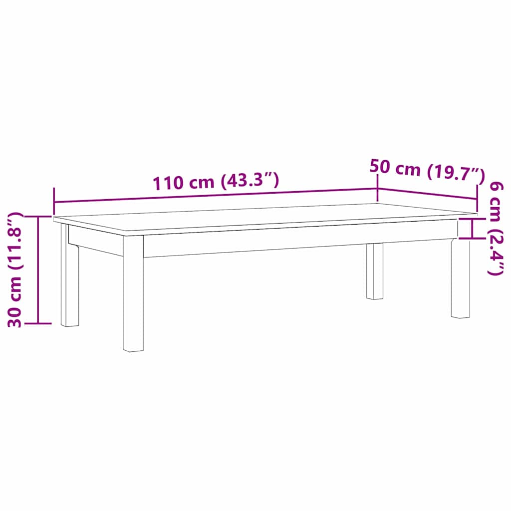 Soffbord Brun 110 x 50 x 30 cm Massiv furu