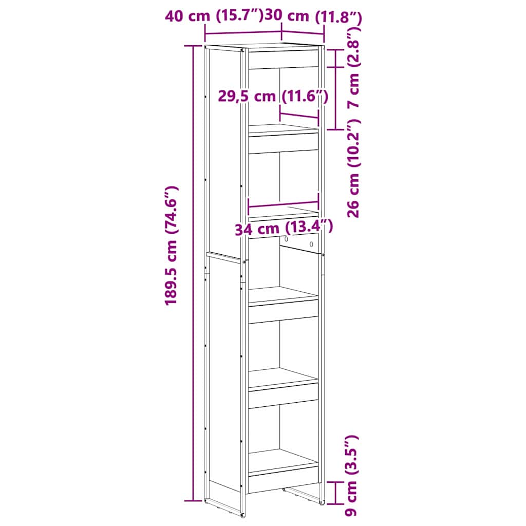 Bokhylla Artisan Ek 80 x 30 x 155 cm