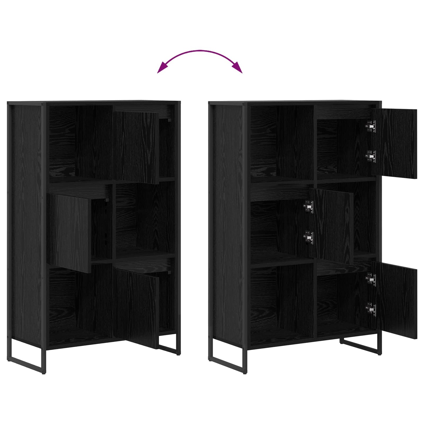 Bokhylla Svart Ek 68 x 30 x 108.5 cm