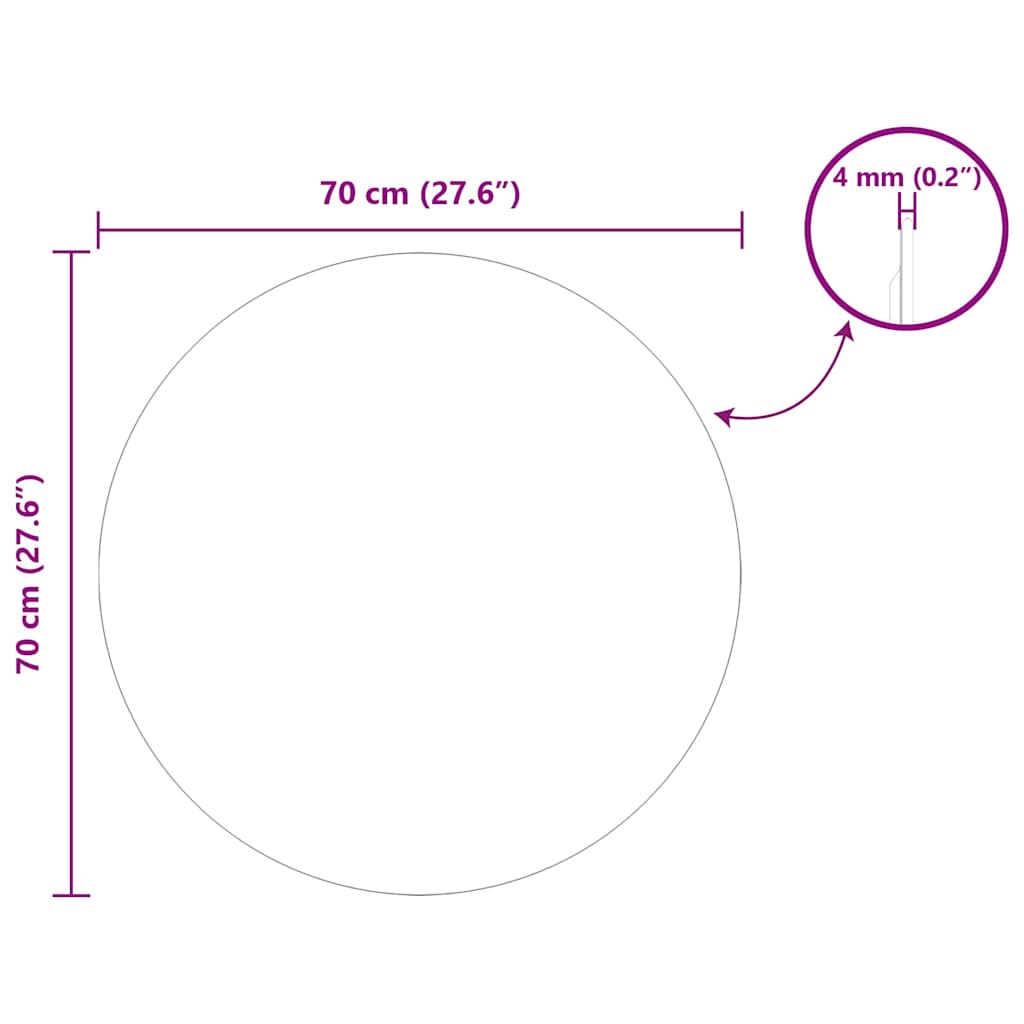 Väggspegel Rund Ø 70 cm härdat glas