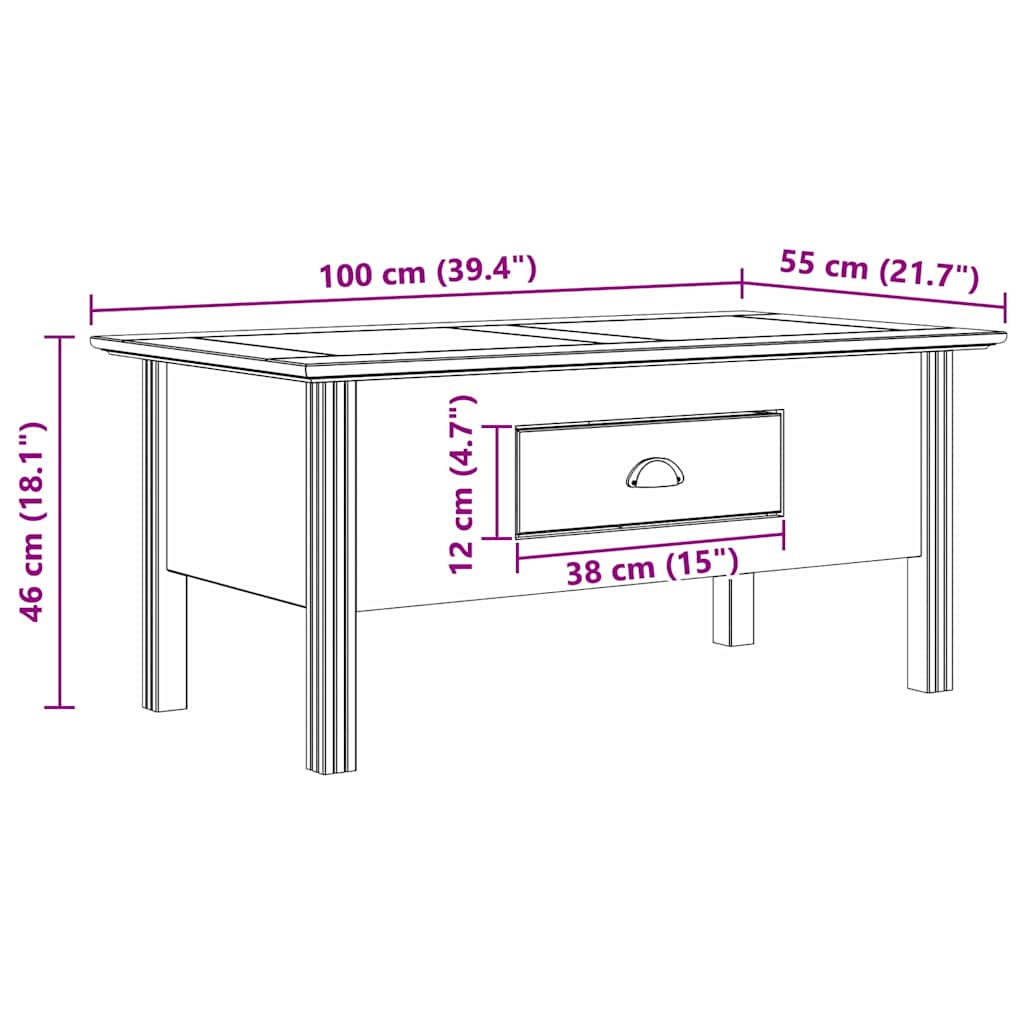 Soffbord Brun BODO Honung 100 x 55 x 45,8 cm