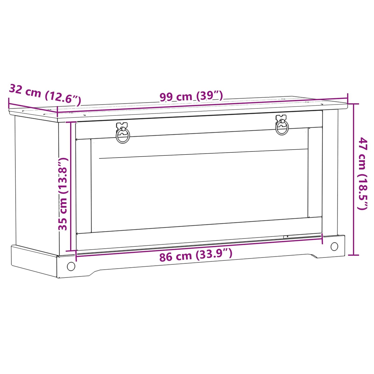 Skoställ Vit Skoskåp med hylla Corona 99 x 32 x 49 cm Massiv furu