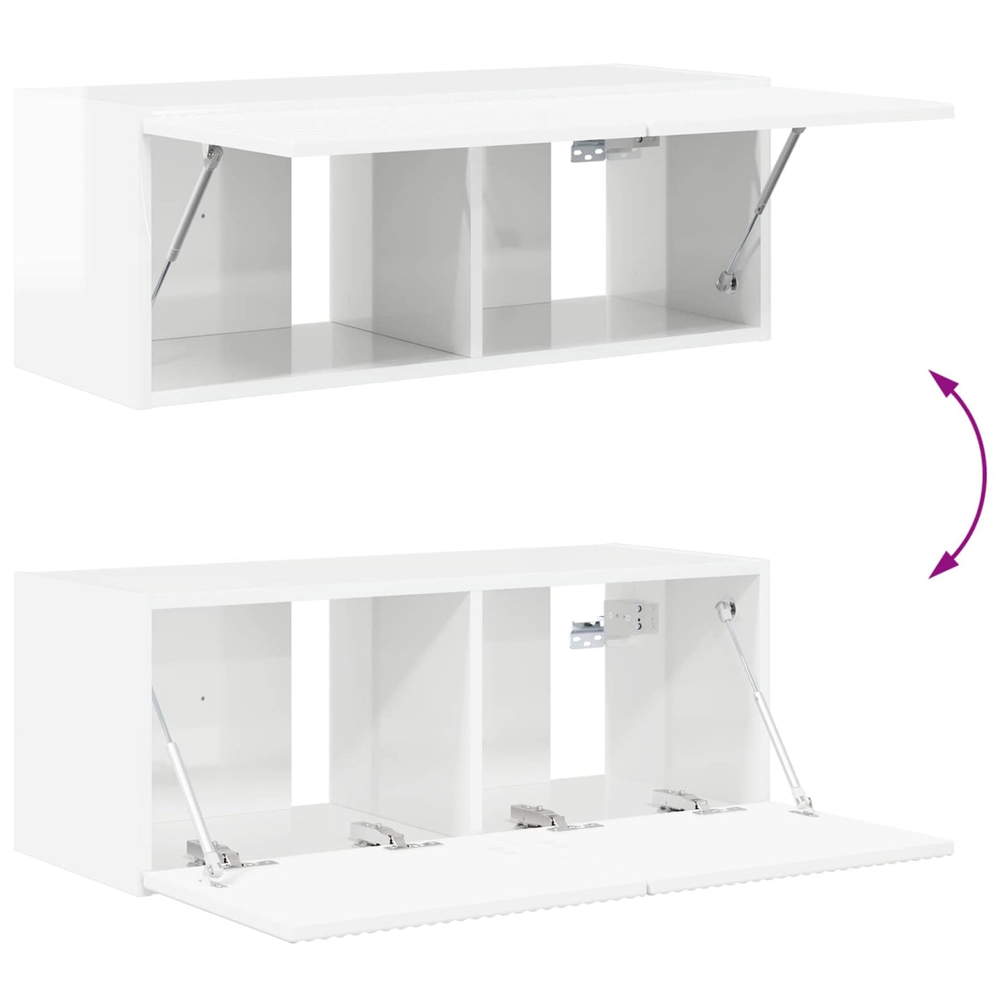 TV väggskåp set 4 pcs Högblanka vita Konstruerat trä