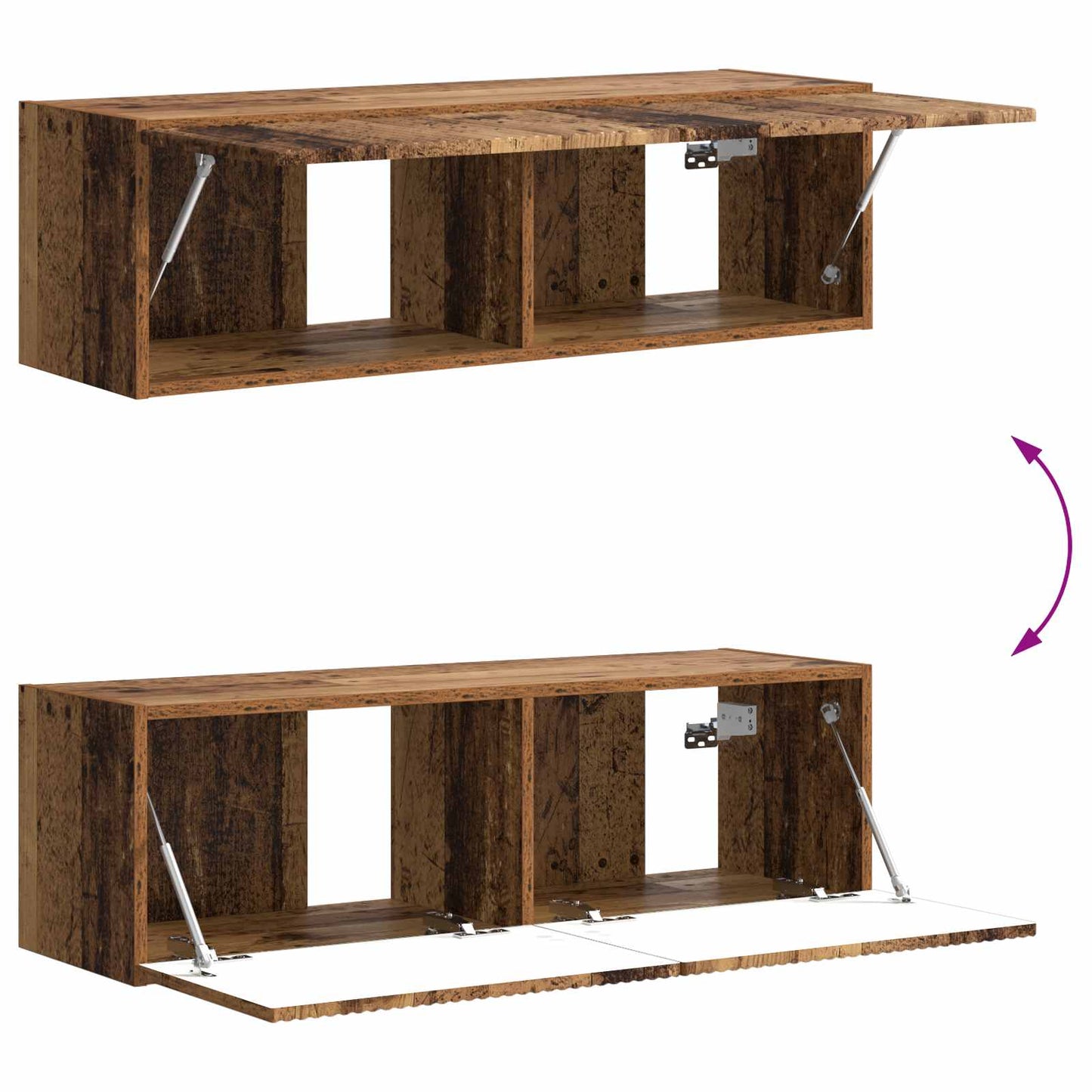 TV väggskåp set Väggmonterad 6 pcs Gammalt trä