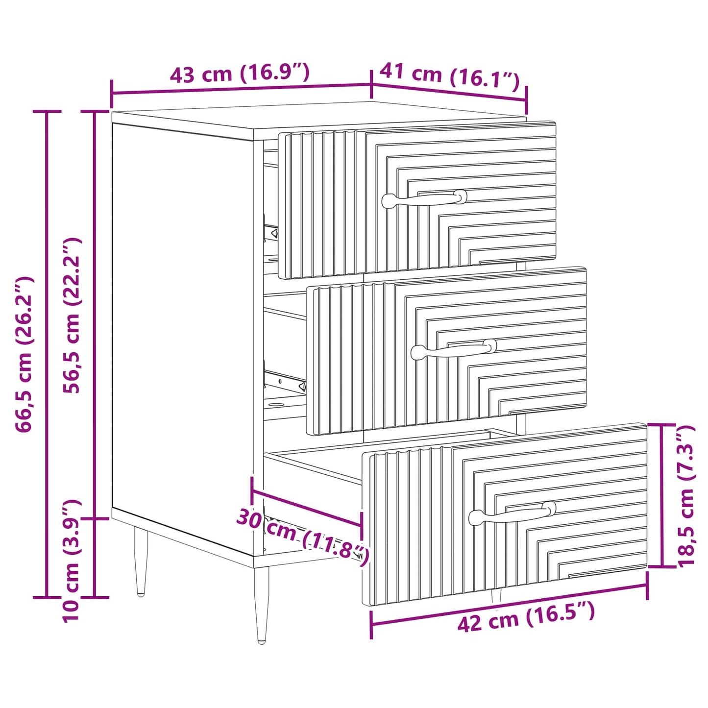 Nattduksbord Vit högglans 43 x 41 x 66,5 cm Konstruerat trä