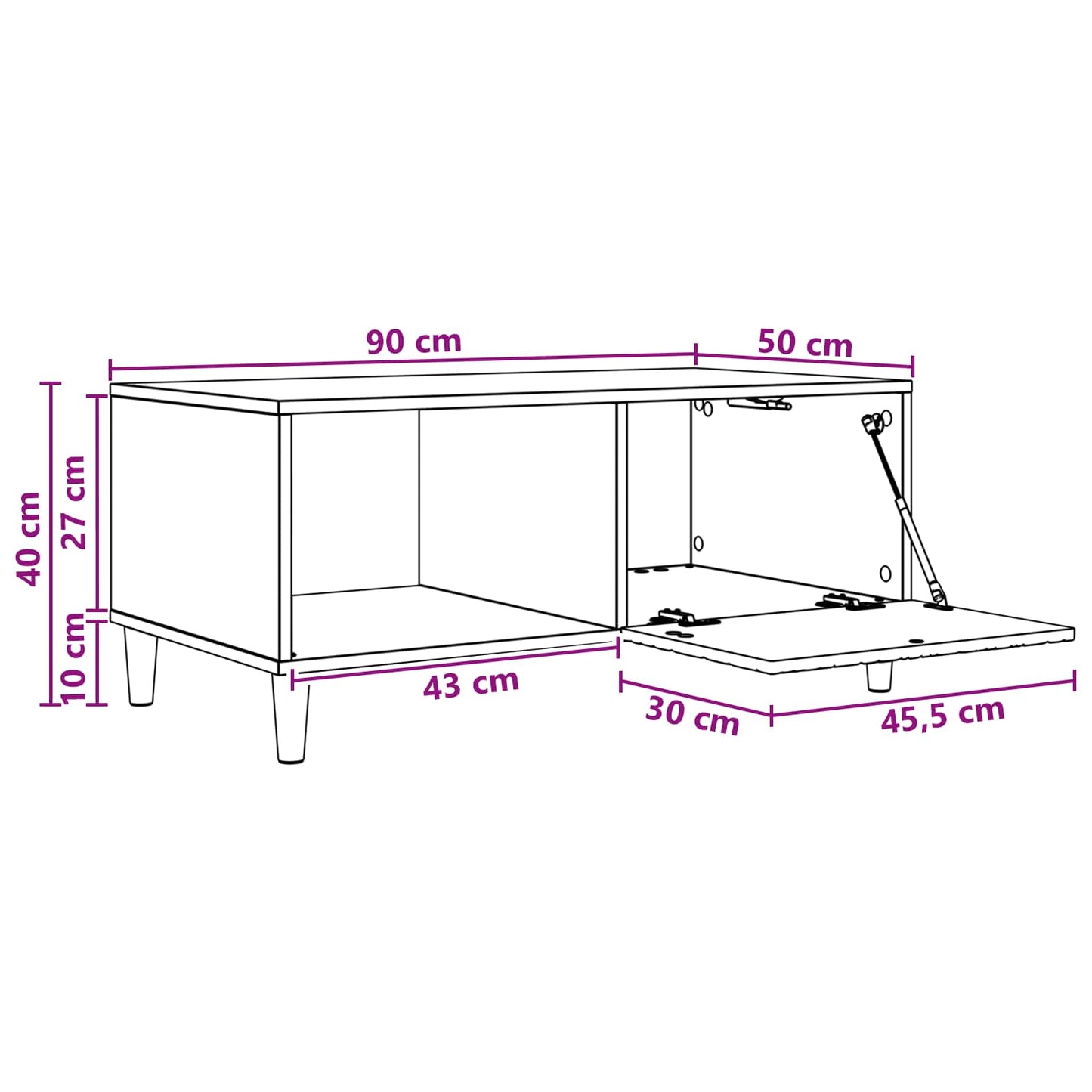 Kaffeebord Vit högglans 90 x 50 x 40 cm Konstruerat trä