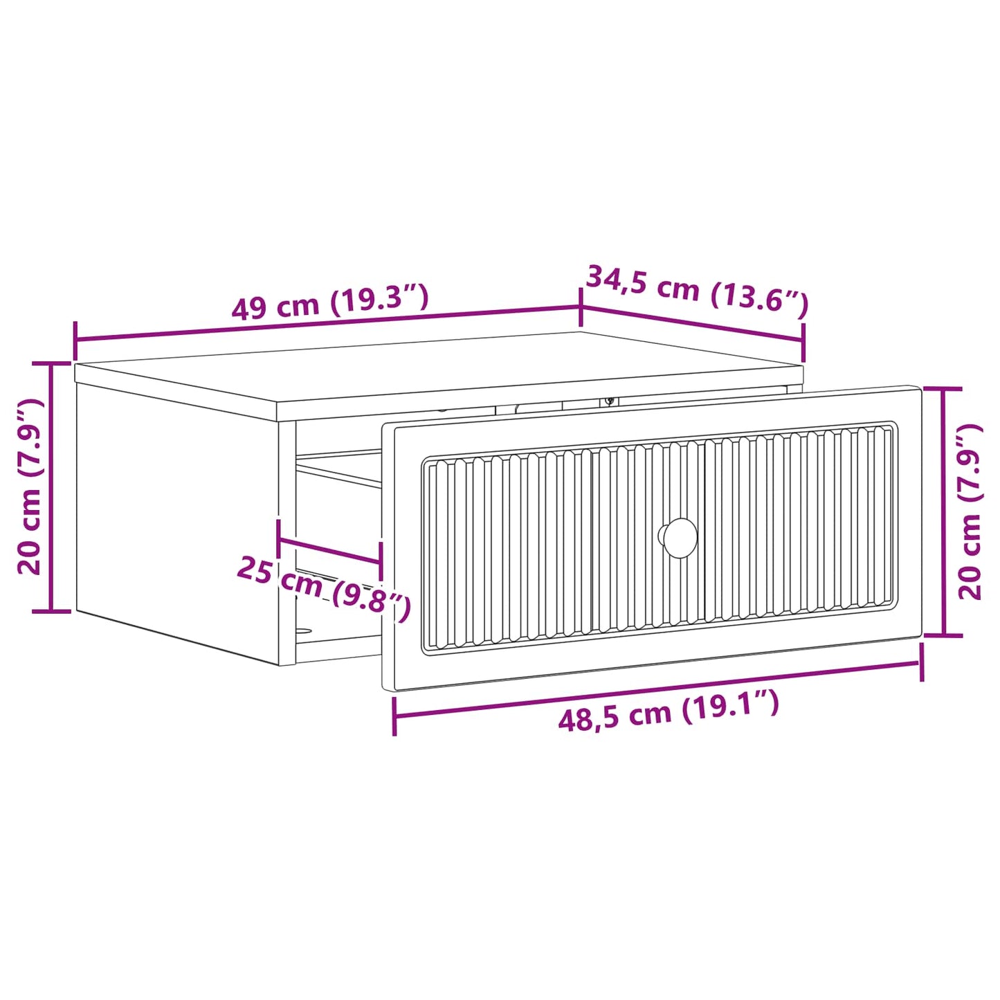 Nattduksbord 2 pcs Vit 49 x 34,5 x 20 cm Konstruerat trä