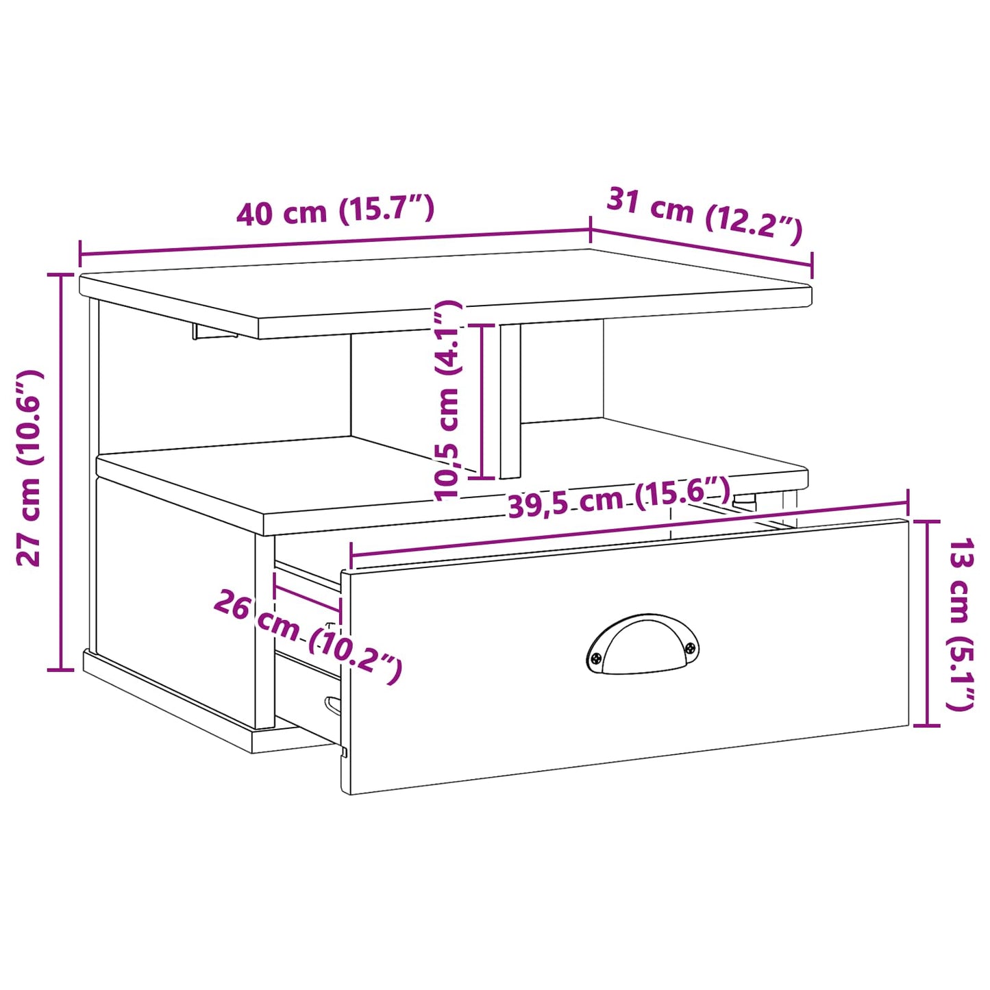 Sängbord Nattduksbord Brun med låda Honung 40 x 31 x 27 cm Massiv furu