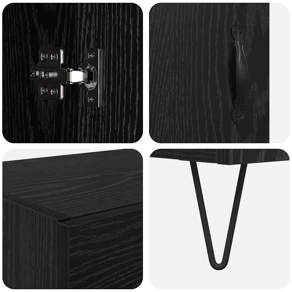 Skåp Svart Ek 69,5 x 34 x 180 cm Konstruerat trä