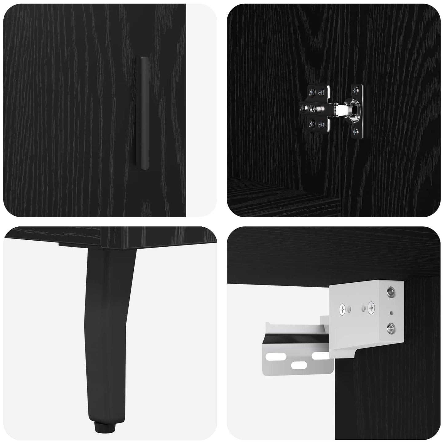 Skåp Svart ek 69,5 x 34 x 180 cm Konstruerat trä och glas