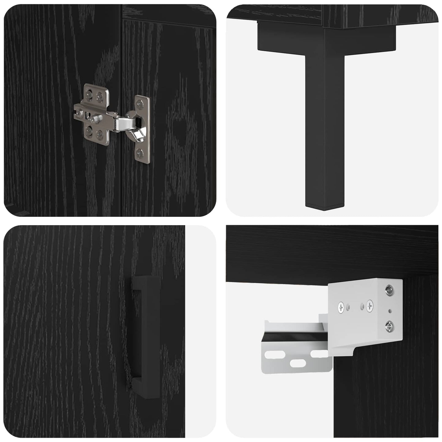 Skåp Svart Ek 69,5 x 34 x 180 cm Konstruerat trä