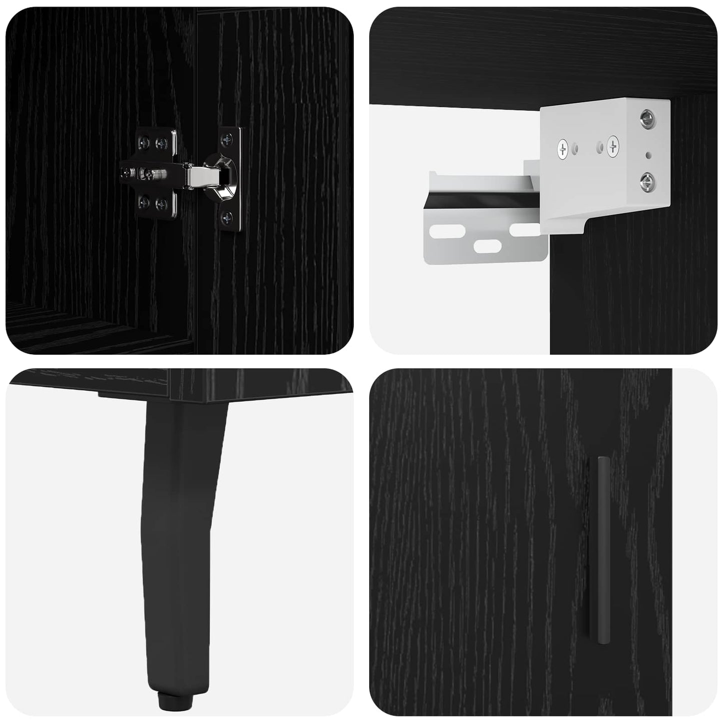 Skåp Svart ek 69,5 x 34 x 180 cm Konstruerat trä och glas