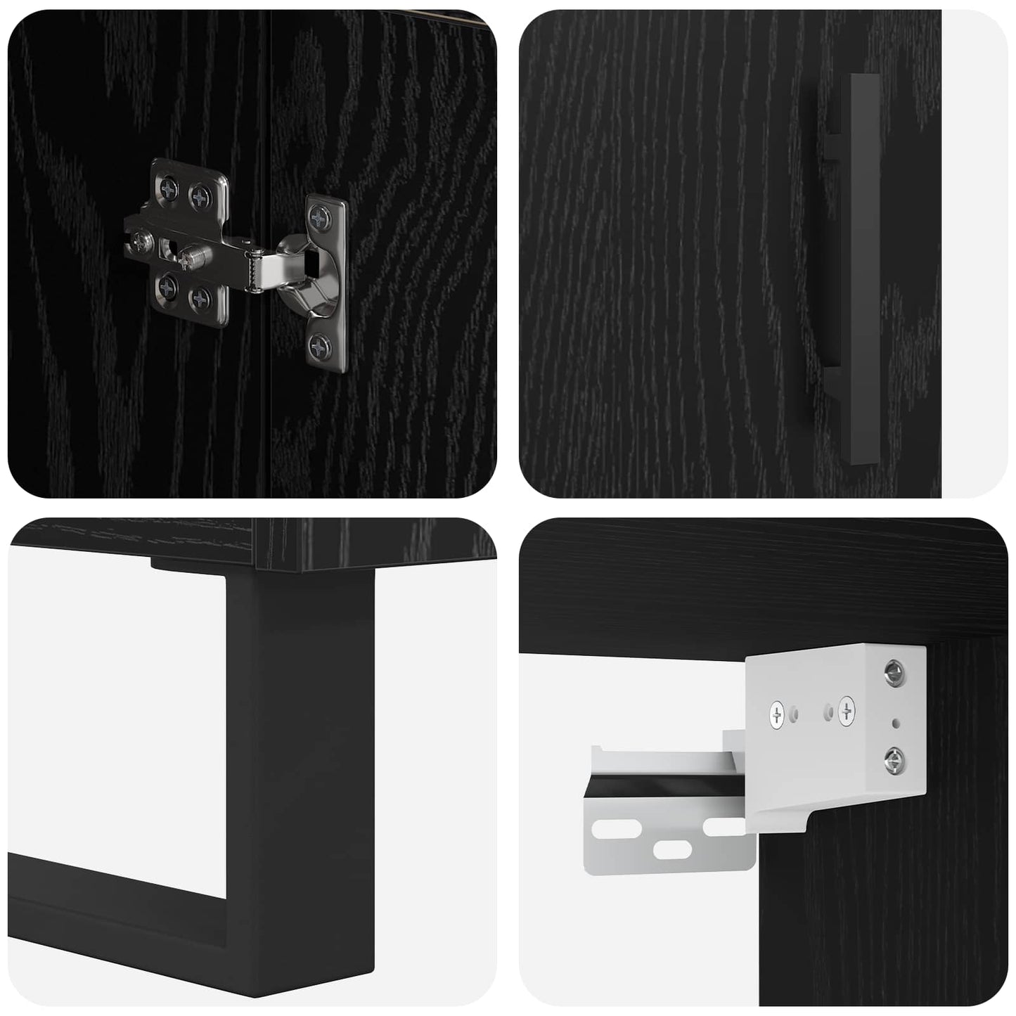 Skåp Svart Ek 69,5 x 34 x 180 cm Konstruerat trä