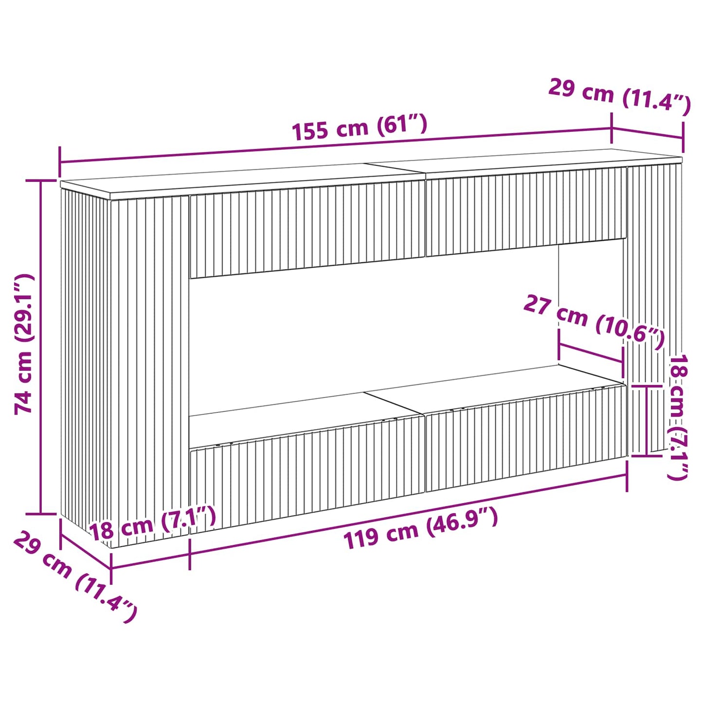 Avlastningsbord Konsollbord Artisan Ek 155 x 29 x 74 cm