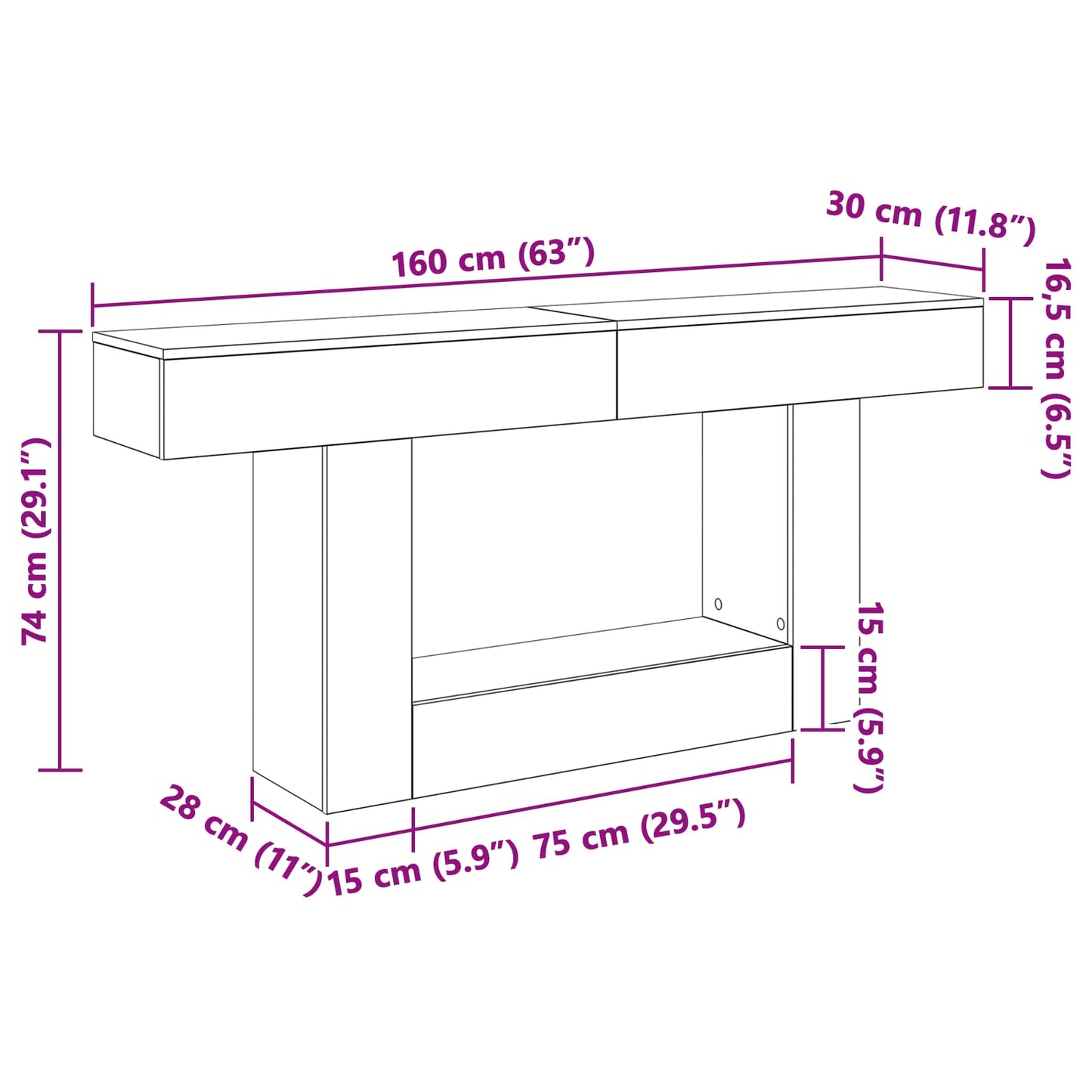Artisan Ek 160 x 30 x 74 cm