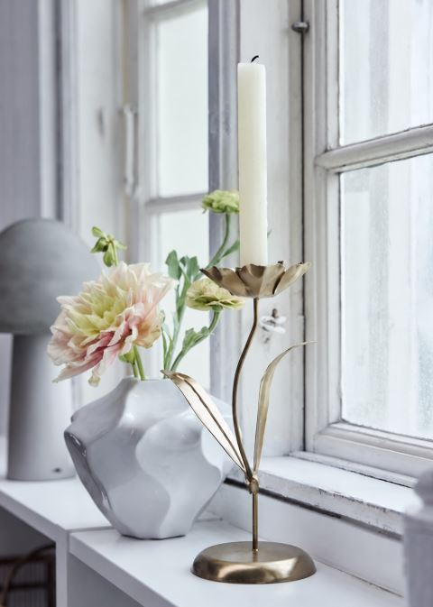 Ljusstake Blomma Järn 26 cm Guld