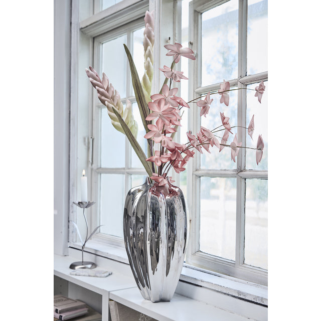 Ljusstake Blomma Järn 26 cm Silver