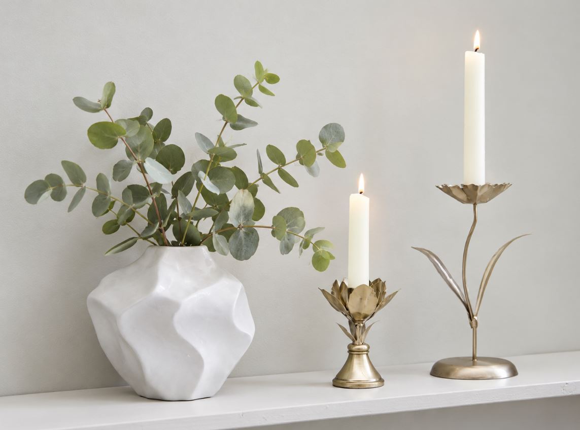 Ljusstake Blomma Järn 12 cm Guld