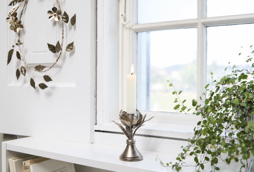 Ljusstake Blomma Järn 12 cm Silver