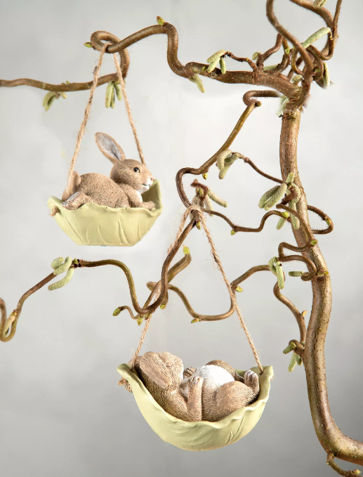 Påskdekoration Kaniner Kålblad Häng Mix Poly 3-pack